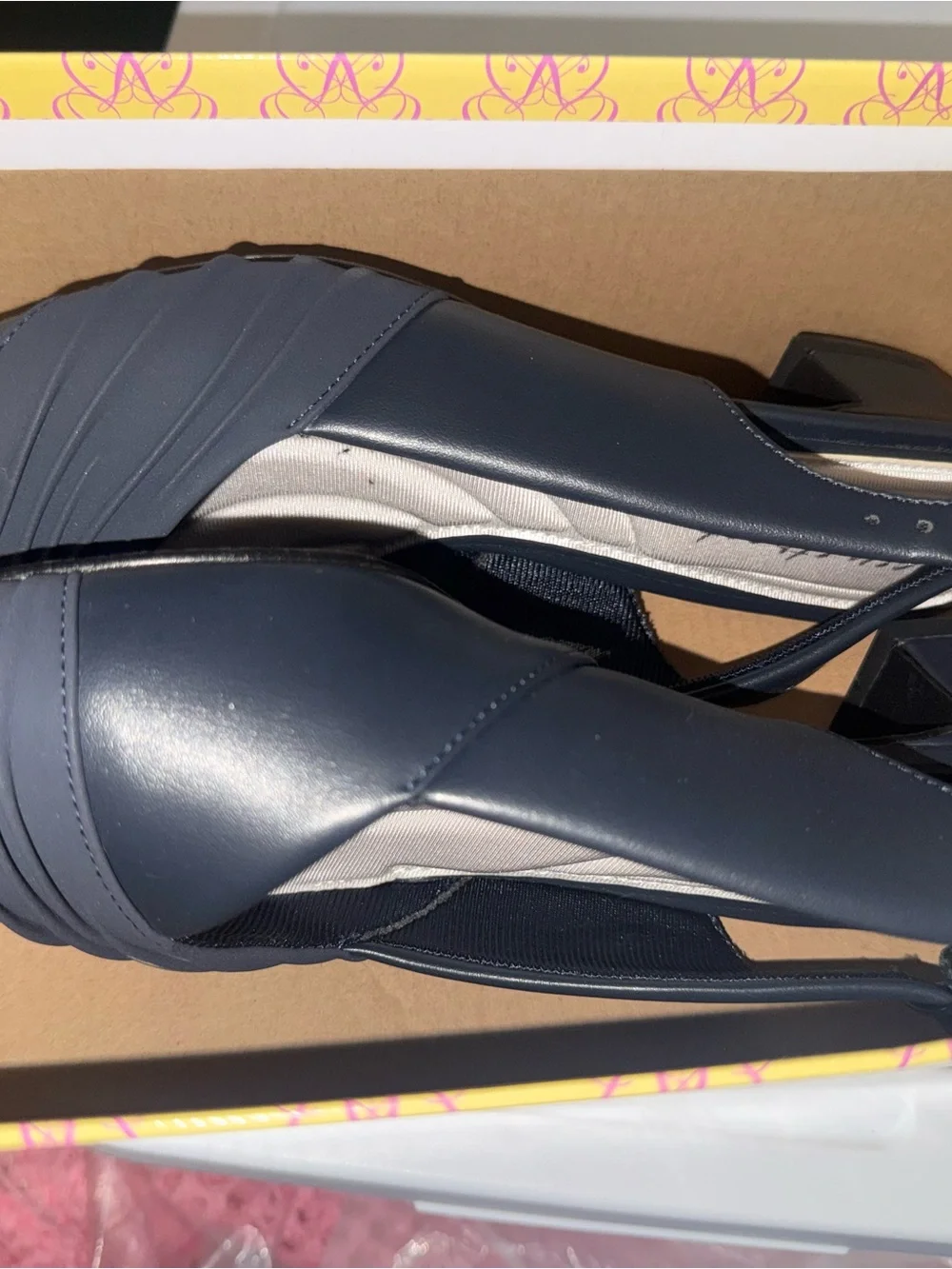 Navy Women's Block Heel Slingback Pumps